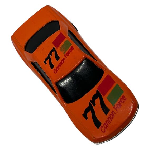 Vintage #77 Cannon Force Die-Cast Racing Car Orange Hot Wheels Style Collectible - Picture 6 of 7